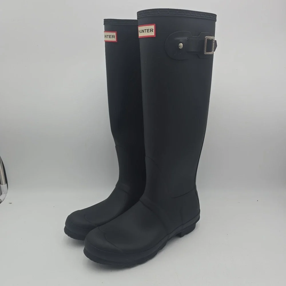 Hunter Original Tall Matte Black Rain Boots Size US 8 / EU 39 / UK 6 - Picture 1 of 13
